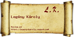 Legény Károly névjegykártya